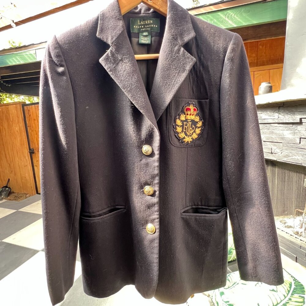 RALPH LAUREN Petite Navy Vintage Blazer 4P - Picture 9 of 14